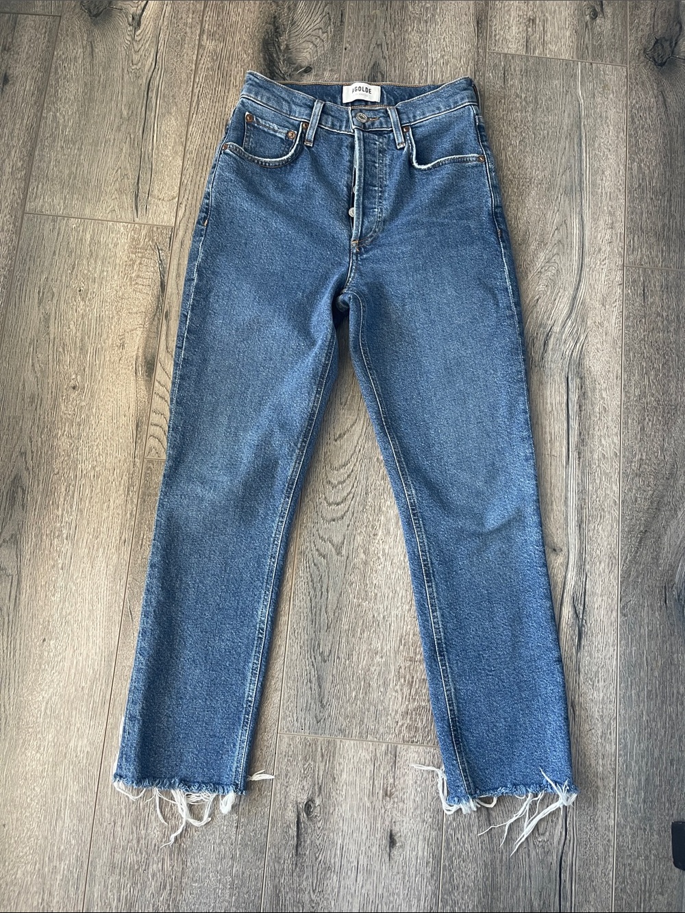 Agolde High-Rise Straight Jeans in Medium Blue
